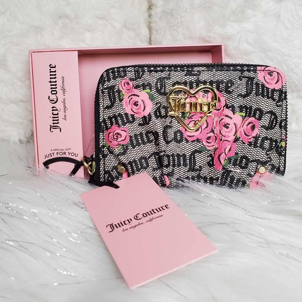 JUICY COUTURE black beige blooms wallet